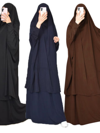 Купить Eid Muslim Women Hijab Dress Prayer Garment Set Jilbab Namaz Full Cover Ramadan Long Khimar Gown Abayas Islamic Clothes Niqab