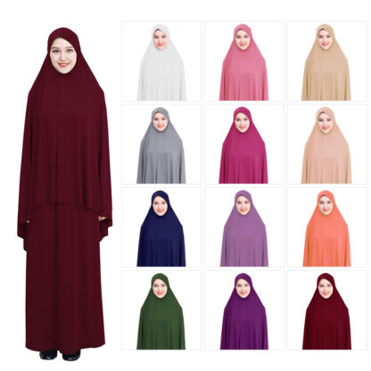 Купить Formal Muslim Prayer Garment Sets Women Hijab Dress Islamic Clothing Dubai Turkey Namaz Long Prayer Musulman Jurken Abaya Kimono