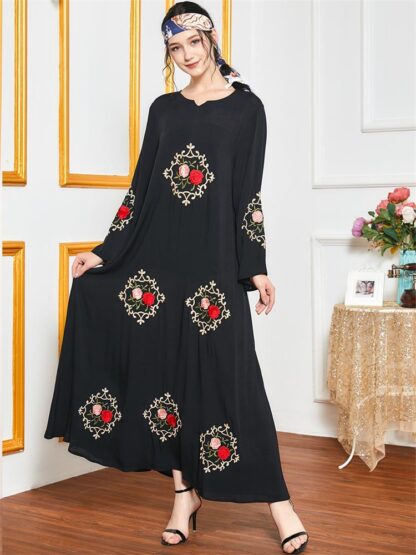 Купить Turkey Abaya Dress Women Muslim Isalmic Clothing Ethnic Embroidered Maxi Long Dress Elegant Plus Size Arabic Moroccan Kaftan