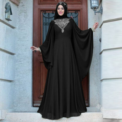 Купить Turkey Vintage Muslim Abaya Dress Women Batwing Sleeve Big Swing Islamic Party Maxi Hijab Dresses Moroccan Kaftan Jilbab Robe