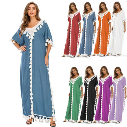 Купить Muslim Moroccan Kaftan Abaya Dress Women Short Sleeve Ramadan Islamic Clohing Loose Robe Jilbab Maxi Party Vestido Caftan Abayas
