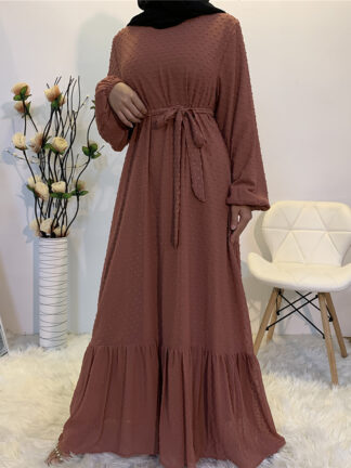 Купить Eid Mubarak Abaya Dress Dubai Muslim Women Ruffles Hijab Dresses Turkey Islamic Clothing Caftan Marocain Vestido Musulmane Femme