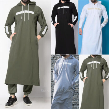 Купить muslim Men Jubba Thobe Arabic Islamic Clothing long Dress Saudi Arabia Robe Abaya Dubai Loose Blouse Kaftan Sweater Hoodies Tops