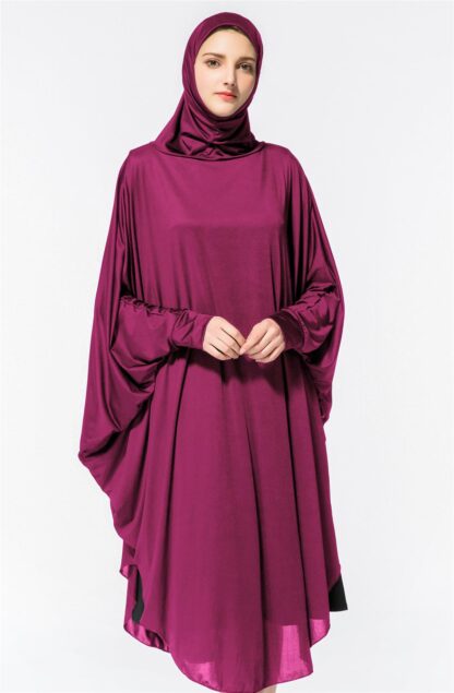 Купить Arab Muslim Women Prayer Garment Bat Sleeve Hooded Worship Thobe Gown Prayer Middle East Robe Islamic Abaya Pray Hijab Dress
