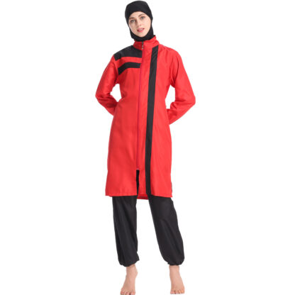 Купить Muslim Swimwear Islamic Women Zipper Full Coverage Beach Sun Protection Sports 3 Piece Sets Bathing Suit Swim Surf Wear Swimsuit