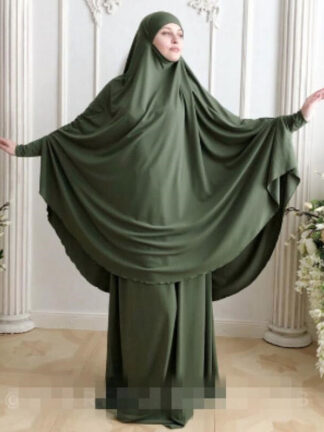 Купить 2Pcs Muslim Prayer Garment Abaya Set Women Niqab Burka Saudi Arabia Hijab Long Khimar Ramadan Jilbab Skirts Amadan Worship Robe
