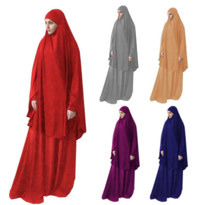 Купить Formal Muslim Prayer Garment Women Hijab Dress Set Islamic Clothing Eid Turkey Namaz Long Prayer Musulman ensembles Jurken Abaya