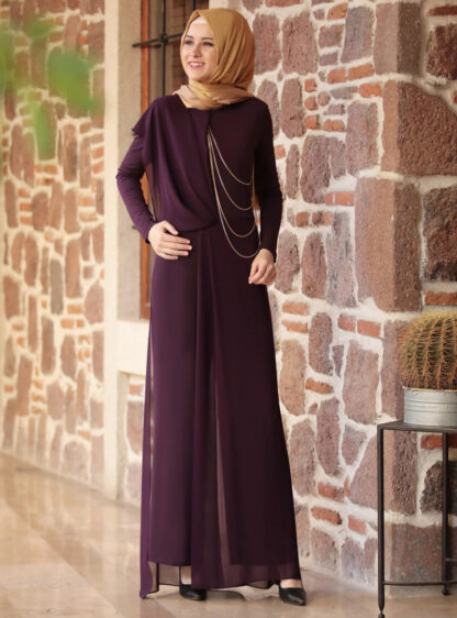 Купить Vintage Muslim Jumpsuit Women Slim Long Sleeve Maxi Overalls Islamic Clothing Chiffon Abayas Dubai Morocaan Kaftan jumpsuits