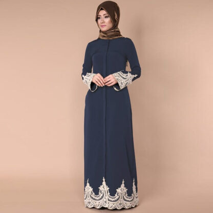 Купить Dubai Arab Islam Abaya Women Muslim Dress Embroidery Applique Robe Long Dresses Caftan Ethnic Islamic Clothing Moroccan Kaftan