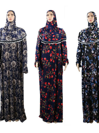 Купить Dubai Muslim Abaya Floral Dress Jalabiya Musulman Islamic Women Clothing Middle East Moroccan Kaftan Arabic Turkey Robe Vestidos