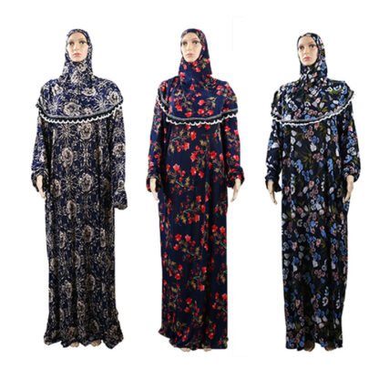 Купить Dubai Muslim Abaya Floral Dress Jalabiya Musulman Islamic Women Clothing Middle East Moroccan Kaftan Arabic Turkey Robe Vestidos