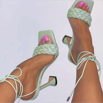 Купить Womens Gladiator Ankle Straps Sandal Women High Heel Ladies Cross Tied Leather Peep Toe Pump Female Slide Woman Shoes Plus Size