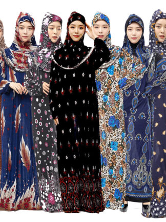 Купить Muslim Full Cover Abaya Dress Islamic Prayer Garment Ramadan Traditional Hiijab and dress Set Arab Burka Moroccan Kaftan Outfits