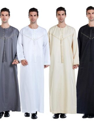 Купить Ramadan Muslim Men Clothing Jubba Thobe Long Dress Pakistan dubai arab Djellaba Kaftan Abaya Islamic prayer Robe Worship Service