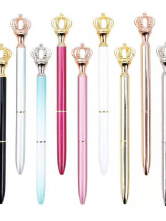 Купить Creativity Crown Adornment Crystal Pen Gem Ballpoint Ring Wedding Office Metal Rings Roller Ball Pens s