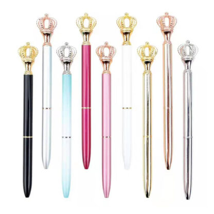 Купить Creativity Crown Adornment Crystal Pen Gem Ballpoint Ring Wedding Office Metal Rings Roller Ball Pens s