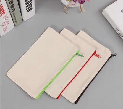 Купить 21x9cm DIY White canvas blank plain zipper Pencil pen bags stationery cases clutch organizer bag Gift storage pouch s