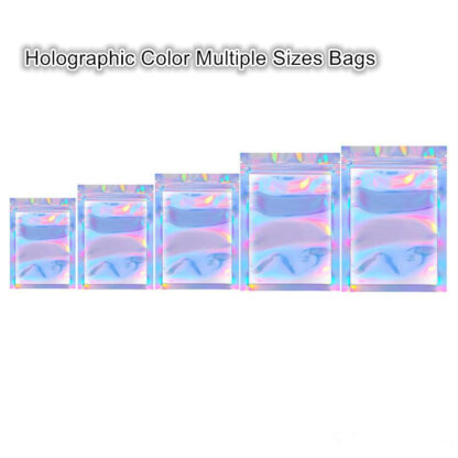 Купить Newest Arrival Holographic Color Multiple Sizes Resealable Smell Proof Bags Foil Pouch Bag Flat Bag for Party Favor Food Storage