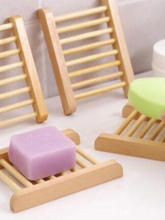 Купить 100PCS Natural Bamboo Trays Wholesale Wooden Soap Dish Wooden Soap Tray Holder Rack Plate Box Container for Bath Shower Bathroom