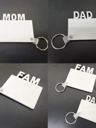 Купить MOM DAD FAM Sublimation Blank Keychain Party Favor MDF Wooden Key Chain Pendant Double-sided Thermal Transfer Key Ring s