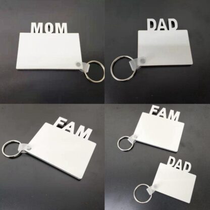 Купить MOM DAD FAM Sublimation Blank Keychain Party Favor MDF Wooden Key Chain Pendant Double-sided Thermal Transfer Key Ring s