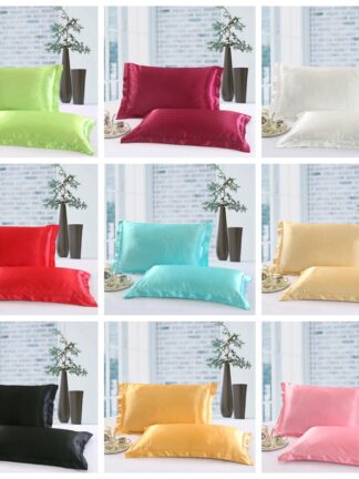 Купить Solid Color Silk PillowCases Double Face Envelope Design Pillow Case High Quality Charmeuse Silk Satin Pillow Cover GGA100 20PCS