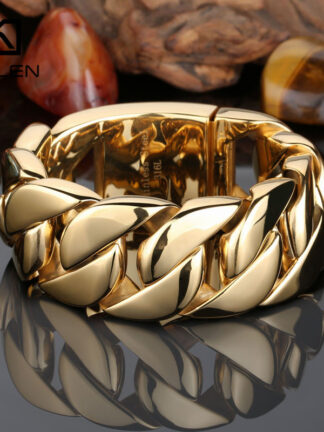 Купить Kalen High Quality 316 Stainless Steel Italy Gold Bracelet Bangle Mens Heavy Chunky Link Chain Bracelet Fashion Jewelry Gifts