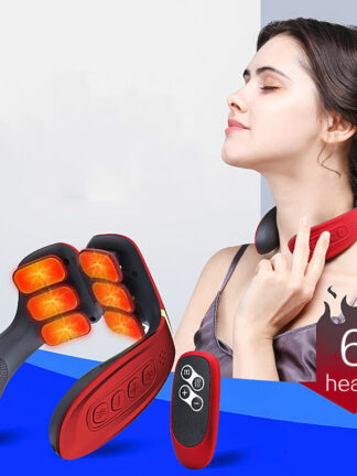 Купить 6 Heads Neck Massager Shoulder Cervical Massager Multifunctional Electric Hot Compress Pulse Neck Protector WIth Remote Control