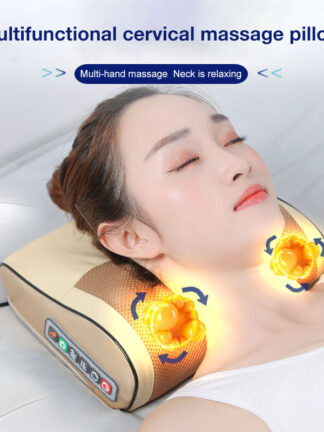 Купить Infrared Heating Neck Shoulder Back Body Electric Massage Pillow Shiatsu Massager Device Cervical Healthy Massageador Relaxation