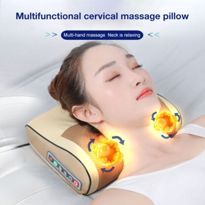 Купить Infrared Heating Neck Shoulder Back Body Electric Massage Pillow Shiatsu Massager Device Cervical Healthy Massageador Relaxation