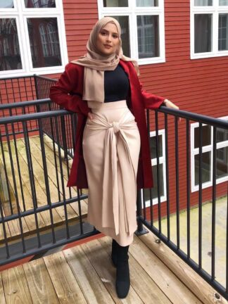 Купить High Waist Muslim Long Skirt Women Lace-up Skinny Slim Pencil Skirts Islam Fashion Ankle-length Maxi Skirts Islamic Clothing
