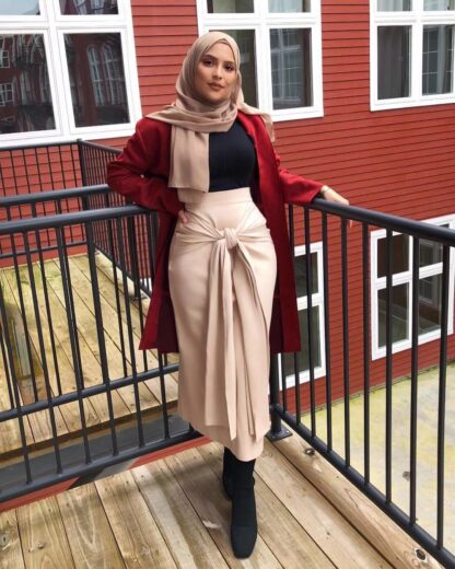 Купить High Waist Muslim Long Skirt Women Lace-up Skinny Slim Pencil Skirts Islam Fashion Ankle-length Maxi Skirts Islamic Clothing