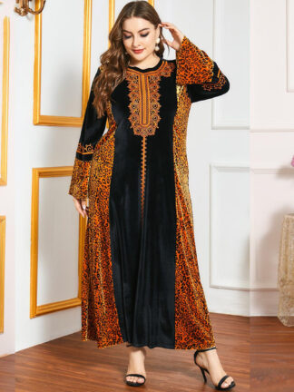 Купить Winter Islamic Clothing Veet Muslim Dress Women Abaya Kaftan Kimono Long Robe Elbise Dubai Turkey Moroccan Arabic Vestidos