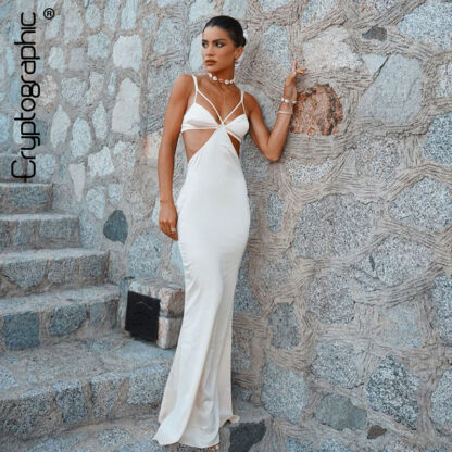 Купить Bandage Sexy Backless Maxi Dresses Club Party Summer Holiday Dress Cut Out Sleeveless Elegant Long Dress Robe