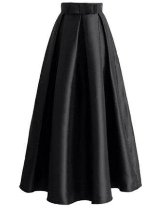 Купить High Waist Pleated Princess Skirt Women Muslim Bow Ankle-length Elegant A-line Ball Gown Long Skirts Islamic Clothing Plus Size