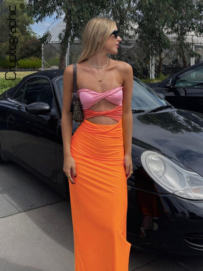 Купить Elegant Sexy Off Shoulder Sleeveless Wrap Maxi Dress for Women Fashion Holiday Twist Cut Out Dress Gown Clothes