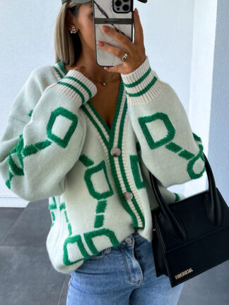 Купить Autumn Winter Knitted Button Up Loose Cardigan Sweater Women Long Sleeve Tops Oversized Sweaters Warm Sueters Coat