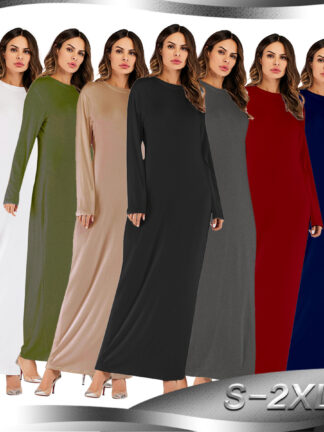 Купить Dubai Turkish Muslim Basic Abaya Dress Women Kimono Caftan Hijab Maxi Dresses Islamic Clothing Moroccan Kaftan Robe Elbise Jubah