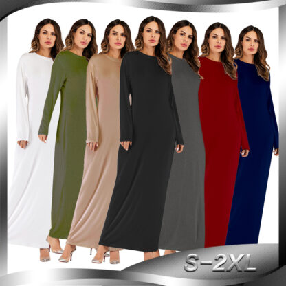 Купить Dubai Turkish Muslim Basic Abaya Dress Women Kimono Caftan Hijab Maxi Dresses Islamic Clothing Moroccan Kaftan Robe Elbise Jubah