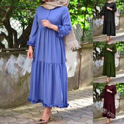 Купить Eid Ruffles Pleated Abaya Turkey Muslim Hijab Dress Ramadan Moroccan Kaftan Dubai Islamic Clothing African Dresses Women Robe