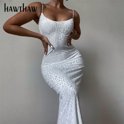 Купить Hawthaw Women Summer Autumn Sleeveless Bodycon Party Club Evening Long Strap Dress 2021 Fall Clothes Wholesale Items Streetwear