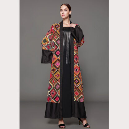 Купить Dubai Muslim rint Abaya Dress Women elegant Open Long Robe Lace-up Kimono Jubah Islamic Clothing Outwear Maxi Hijab gown dresses