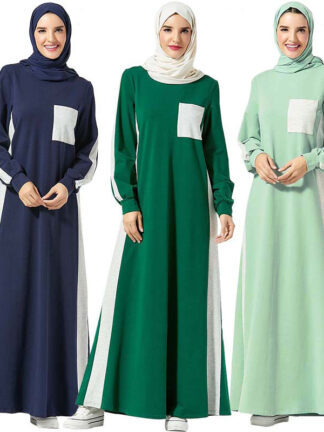 Купить Islamic Clothing Trasuit Long Dress Women Muslim Middle East Splice Jogging Maxi Dress Sports Walk Wear Turkey Kaftan Vestidos