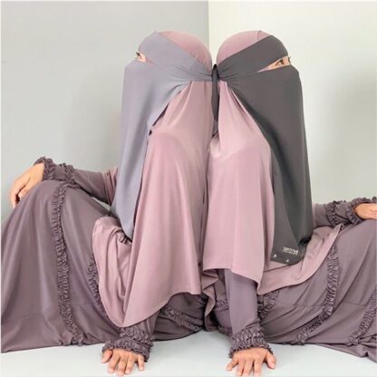 Купить Women Muslim Niqab Burqa Bonnet Veil Modest Wear Hijab Single Layered Amira Islamic Face Cover Burqa Arab Prayer Hijabs Scarf