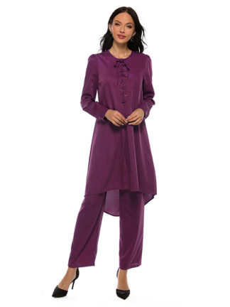 Купить Ramadan Eid Mubarak Kaftan Dubai Abaya Turkey Hijab Muslim Dress Sets Islam Clothing for Women Musulman Ensembles Robe Femme Ete