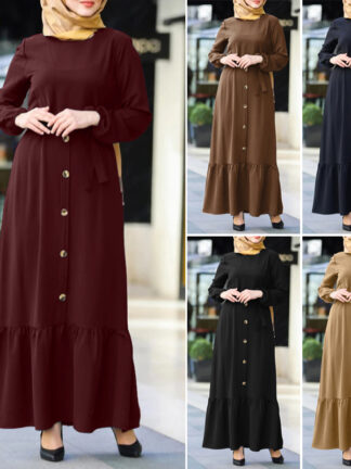 Купить Turkey Dubai Muslim Dress Women elegant A-line Abaya Caftan musulman Islamic Clothing Elbise Moroccan Kaftan Hijab vestidos ropa