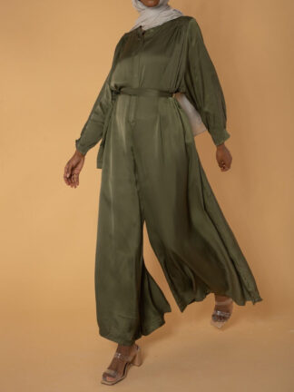 Купить Eid Turkey Muslim Satin Jumpsuit Overall Musulman Rompers Women Abaya Dubai Islam Clothing Abayas Vestidos Robe Longue Femme