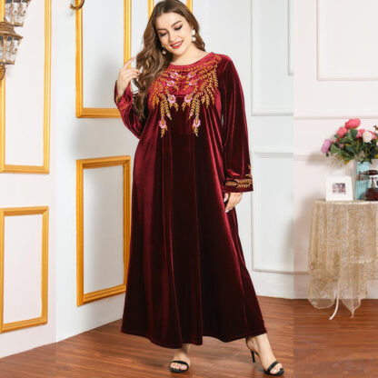 Купить Turkey Arab Muslim Veet Dress Women Winter Moroccan Kaftan Abaya Hijab Dresses Musulman Marocain Caftan Arab Islamic Clothing