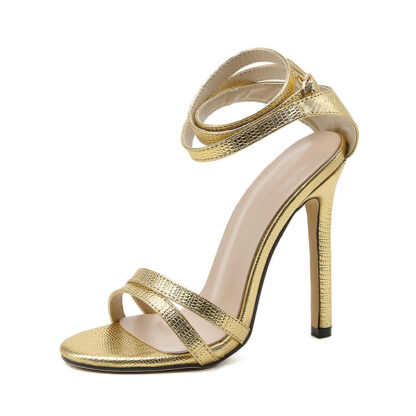 Купить Women Gladiator Buckle Strap Sandals Woman Serpentine Sexy Thin High Heels Womens Open Toe Slide Ladies Pumps Female Shoes 2021