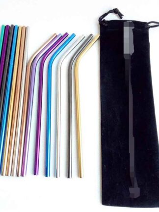 Купить Stainless Steel Colored Drinking Straws 8.5" 9.5" 10.5" Bent and Straight Reusable Metal Straws Tool 10 colors OD 6M